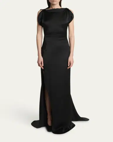 Victoria Beckham Sleeveless Satin Slit Gown | Thumbnail 2