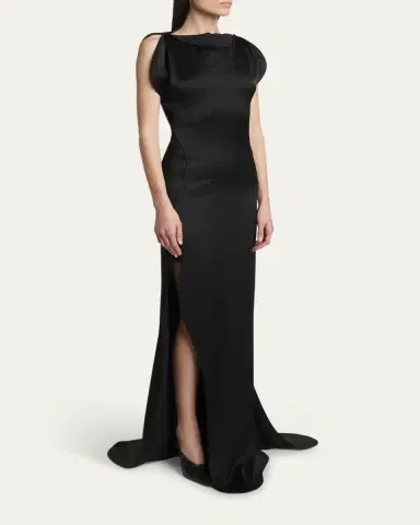Victoria Beckham Sleeveless Satin Slit Gown | Thumbnail 4
