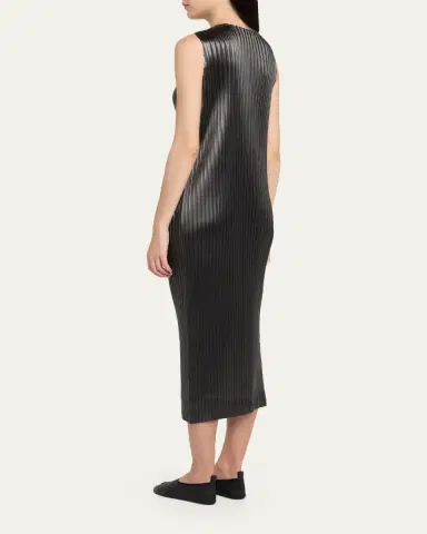 Issey Miyake Sleeveless Glossed Metal Plisse Midi Dress | Thumbnail 3 Issey Miyake Sleeveless Glossed Metal Plisse Midi Dress | Thumbnail 3
