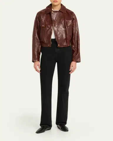 RÙADH Haddow Shiny Leather Moto Jacket | Thumbnail 2
