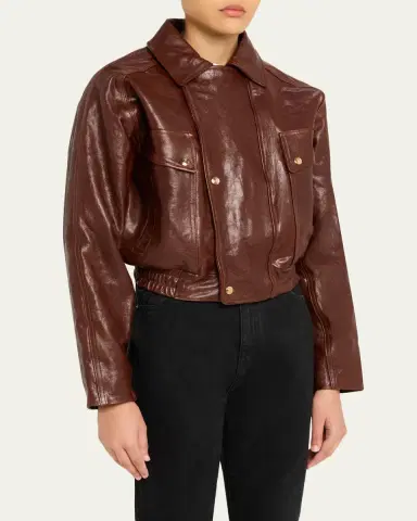 RÙADH Haddow Shiny Leather Moto Jacket | Thumbnail 4