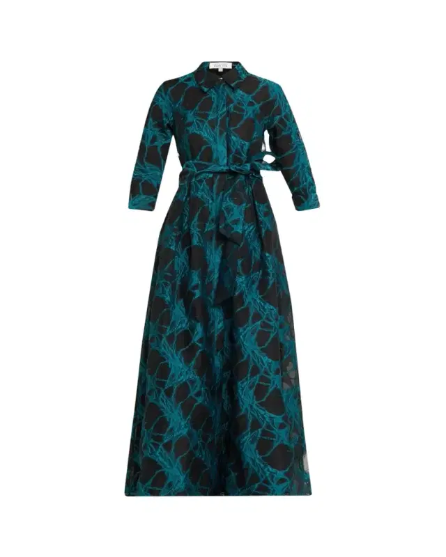 Rickie Freeman for Teri Jon A-Line Organza Jacquard Shirt Gown