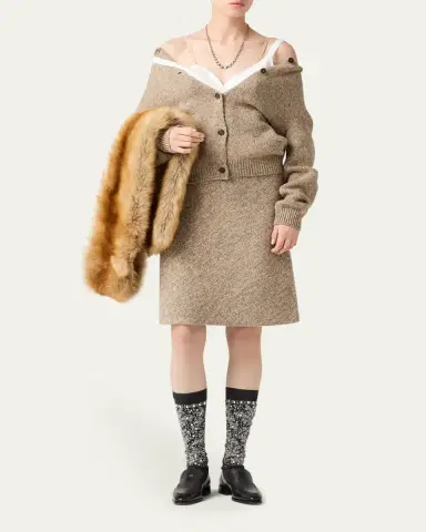 Miu Miu Wool A-Line Skirt | Thumbnail 2