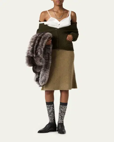 Miu Miu Wool A-Line Skirt | Thumbnail 5