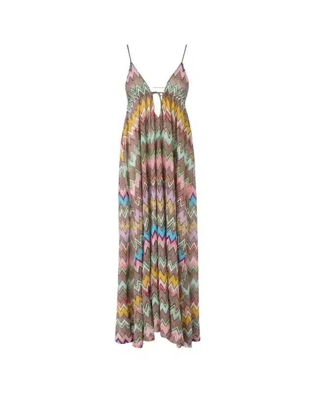 Metallic-Knit Maxi Coverup Dress