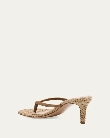 Gianvito Rossi Suede Raffia Heeled Thong Sandals | Thumbnail 4