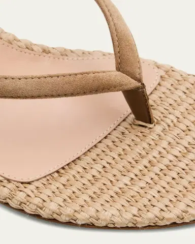 Gianvito Rossi Suede Raffia Heeled Thong Sandals | Thumbnail 5