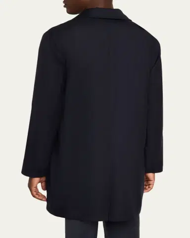 Kiton Men's Wool and Silk Birdseye Reversible Raincoat | Thumbnail 3