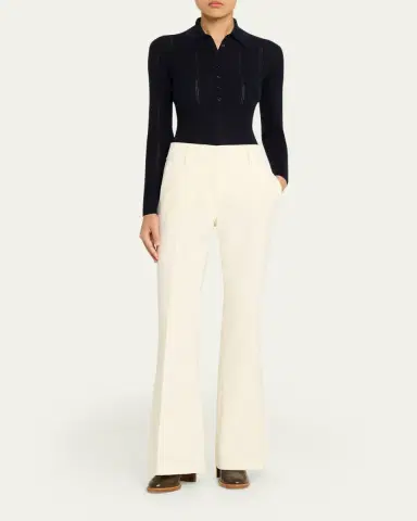 Gabriela Hearst Sophia Rib Knit Long-Sleeve Polo Shirt | Thumbnail 2 Gabriela Hearst Sophia Rib Knit Long-Sleeve Polo Shirt | Thumbnail 2