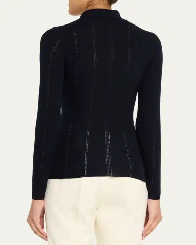 Gabriela Hearst Sophia Rib Knit Long-Sleeve Polo Shirt | Thumbnail 3 Gabriela Hearst Sophia Rib Knit Long-Sleeve Polo Shirt | Thumbnail 3