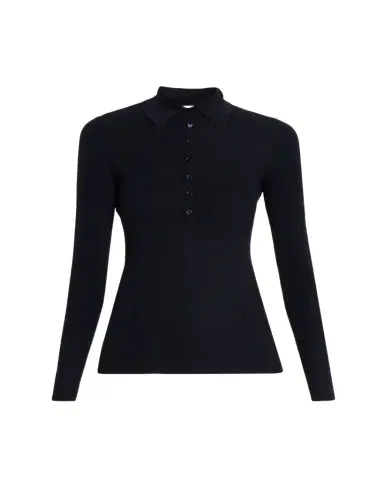 Gabriela Hearst Sophia Rib Knit Long-Sleeve Polo Shirt | Thumbnail 1 Gabriela Hearst Sophia Rib Knit Long-Sleeve Polo Shirt | Thumbnail 1