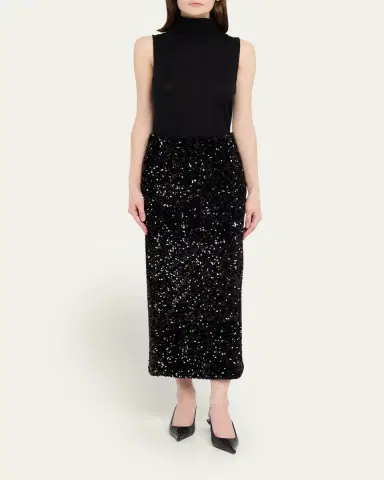 Vince Sequined Velvet Midi Skirt | Thumbnail 2
