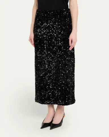 Vince Sequined Velvet Midi Skirt | Thumbnail 4