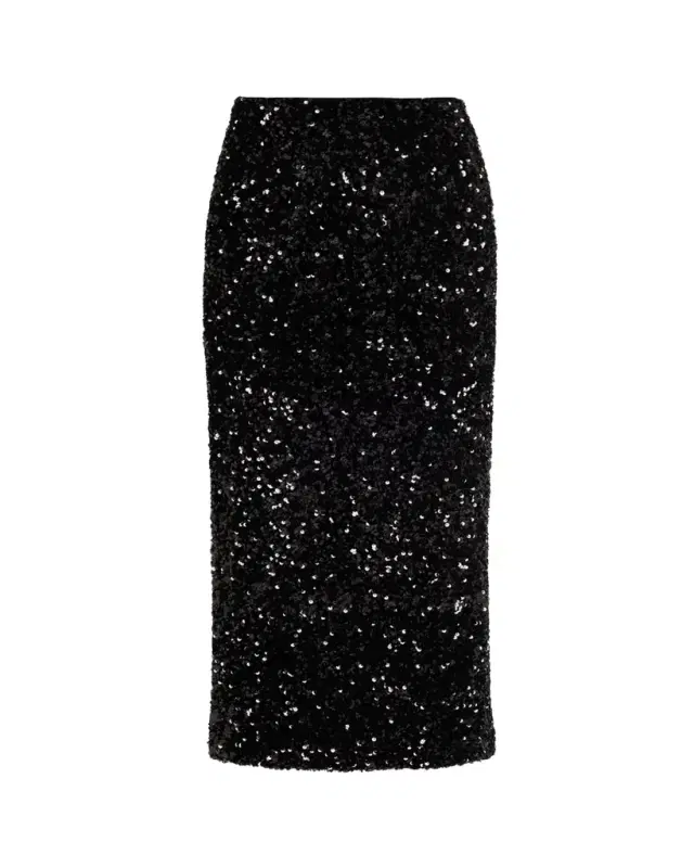 Sequined Velvet Midi Skirt
