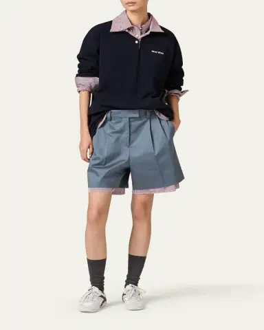 Miu Miu Embroidered Logo Cotton Piqué Polo Shirt | Thumbnail 2 Miu Miu Embroidered Logo Cotton Piqué Polo Shirt | Thumbnail 2
