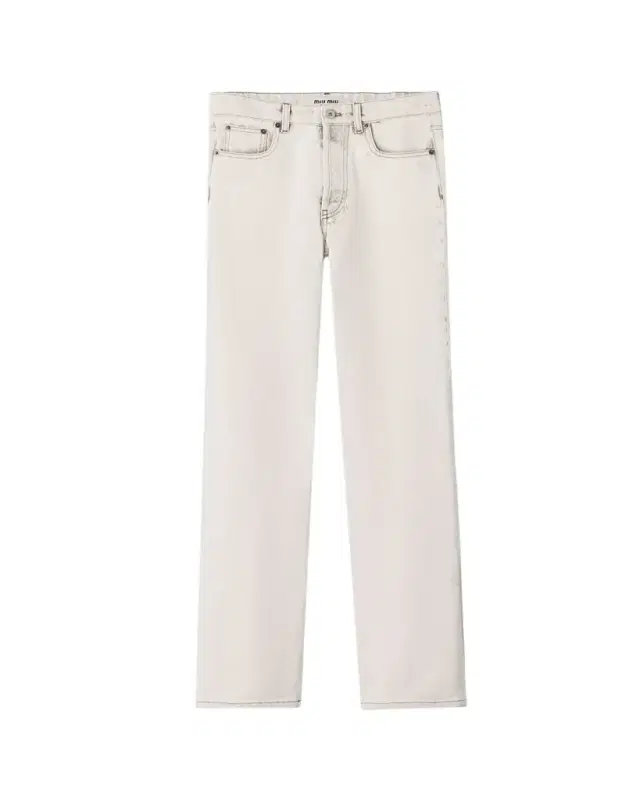Mid-Rise Straight-Leg Denim Pants
