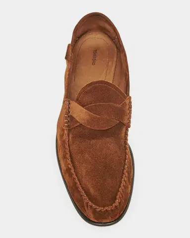 Tom Ford Men's Ripley Suede Twist-Strap Loafers | Thumbnail 3 Tom Ford Men's Ripley Suede Twist-Strap Loafers | Thumbnail 3