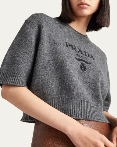 Prada Logo Cashmere Wool Shirt | Thumbnail 4 Prada Logo Cashmere Wool Shirt | Thumbnail 4