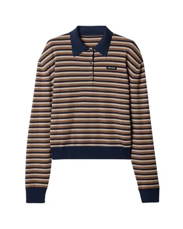 Striped Long-Sleeve Polo Shirt