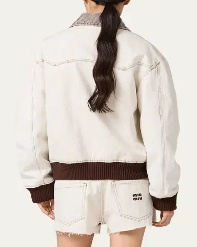 Miu Miu Corduroy-Collar Zip Western Jacket | Thumbnail 3 Miu Miu Corduroy-Collar Zip Western Jacket | Thumbnail 3