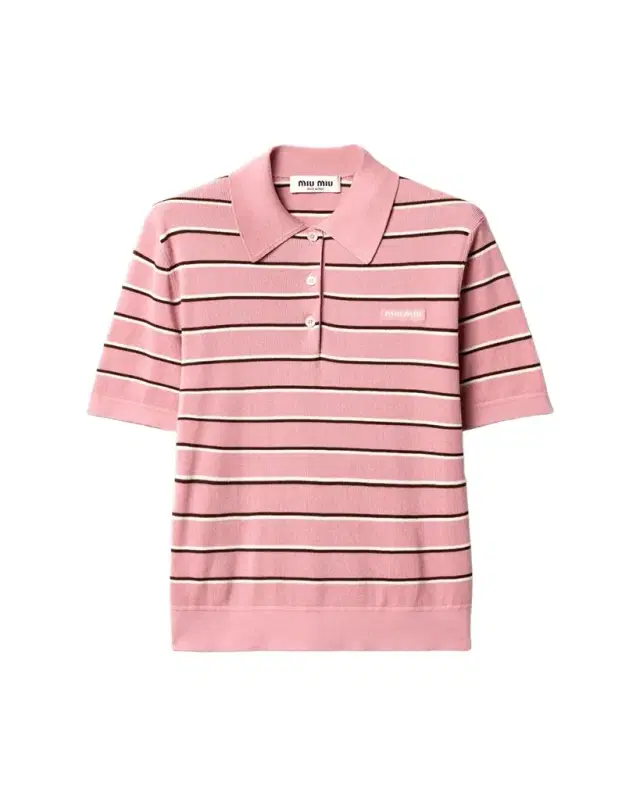 Striped Cotton Knit Short-Sleeve Polo Shirt