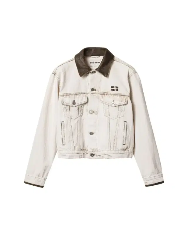 Leather-Collar Denim Jacket
