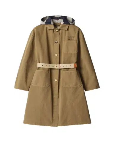Miu Miu Contrast Hood Trench Coat With Belt | Thumbnail 1 Miu Miu Contrast Hood Trench Coat With Belt | Thumbnail 1