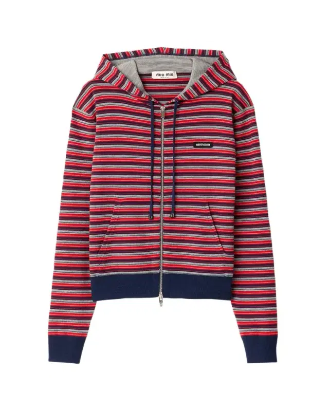 Striped Jersey Zip Hoodie