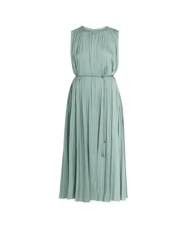 Ulla Johnson Fianna Belted Pleated Satin Midi Dress