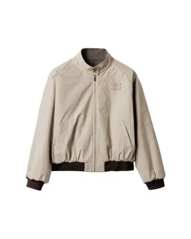 Miu Miu Reversible Houndstooth Zip Jacket | Thumbnail 1 Miu Miu Reversible Houndstooth Zip Jacket | Thumbnail 1