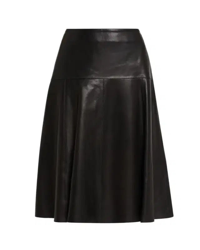 Susana A-Line Leather Midi Skirt