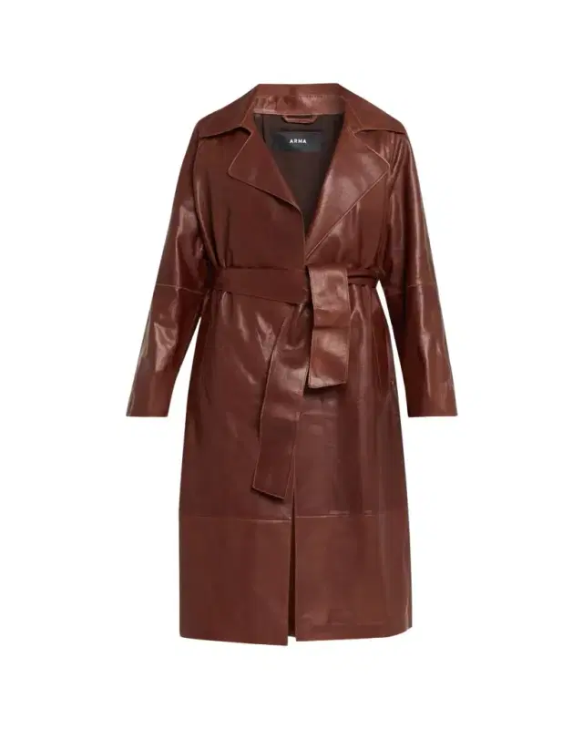 Yava Wrap-Front Leather Coat