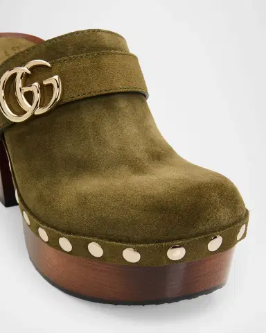 Gucci Marmont GG Suede Platform Clogs | Thumbnail 4