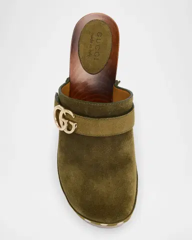 Gucci Marmont GG Suede Platform Clogs | Thumbnail 5