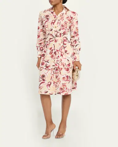 Chiara Boni La Petite Robe Belted Floral-Print Midi Shirtdress | Thumbnail 2 Chiara Boni La Petite Robe Belted Floral-Print Midi Shirtdress | Thumbnail 2