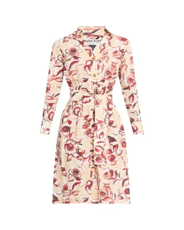 Chiara Boni La Petite Robe Belted Floral-Print Midi Shirtdress