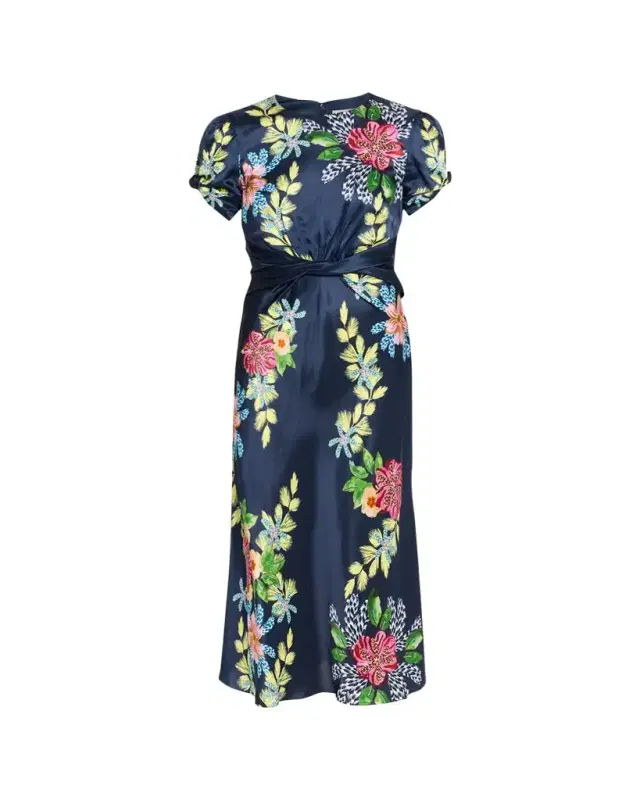Saloni Gwen Floral Silk-Blend Dress