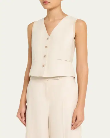 Max Mara Button-Down Mixed Media Vest | Thumbnail 4 Max Mara Button-Down Mixed Media Vest | Thumbnail 4