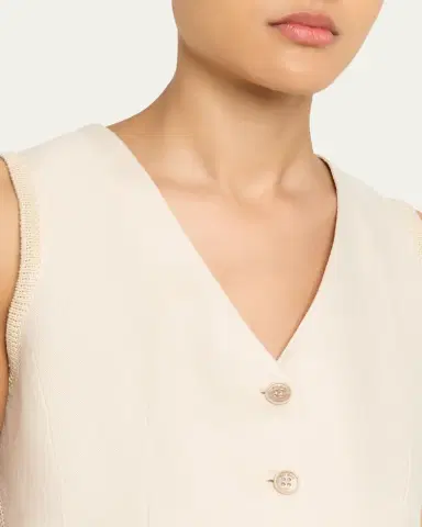 Max Mara Button-Down Mixed Media Vest | Thumbnail 5 Max Mara Button-Down Mixed Media Vest | Thumbnail 5