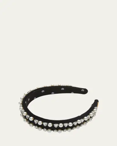 Lele Sadoughi Charlotte Geo Crystal & Faux Pearl Headband | Thumbnail 2