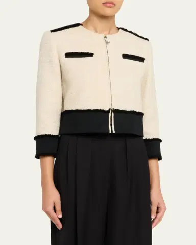 Max Mara Woven Fringe-Trim Crop Jacket | Thumbnail 4 Max Mara Woven Fringe-Trim Crop Jacket | Thumbnail 4