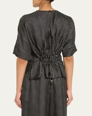 Max Mara Striped Tie-Back Silk Shirt | Thumbnail 3