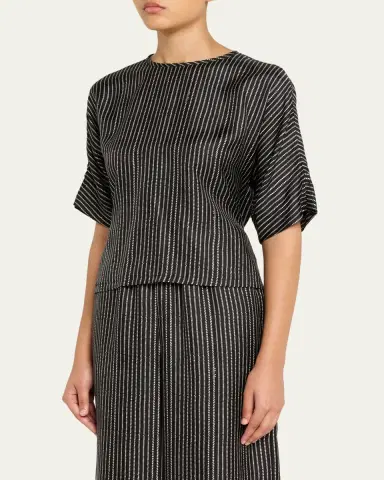 Max Mara Striped Tie-Back Silk Shirt | Thumbnail 4