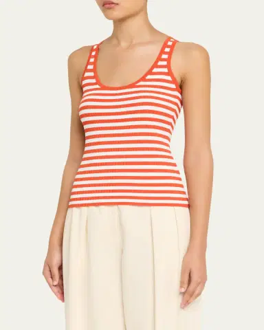 Max Mara Coral Striped Rib Tank Top | Thumbnail 4