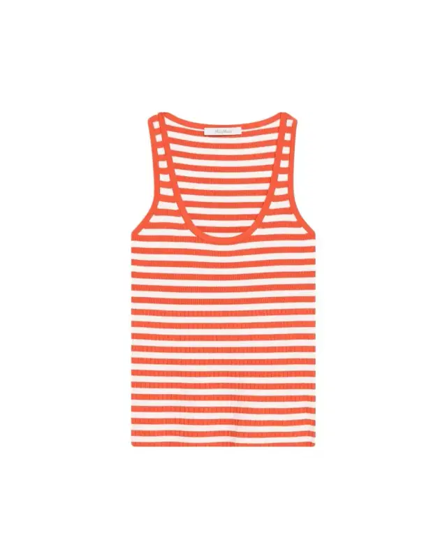 Max Mara Coral Striped Rib Tank Top