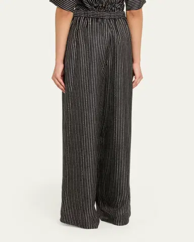 Max Mara Rope Pinstripe Wide-Leg Pull-On Pants | Thumbnail 3