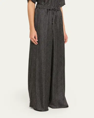 Max Mara Rope Pinstripe Wide-Leg Pull-On Pants | Thumbnail 4