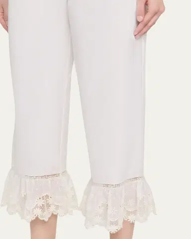 Saint Laurent Broderie Anglaise Ruffle Straight-Leg Crop Pants | Thumbnail 5