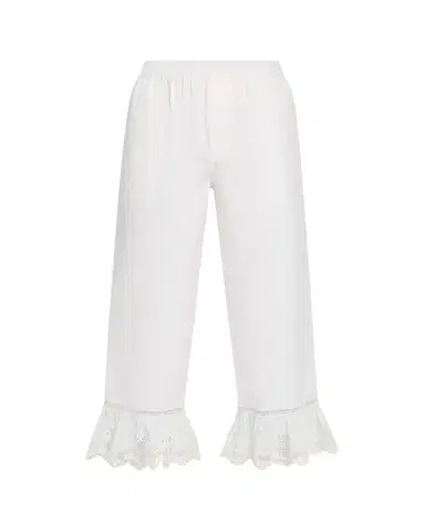 Saint Laurent Broderie Anglaise Ruffle Straight-Leg Crop Pants | Thumbnail 1