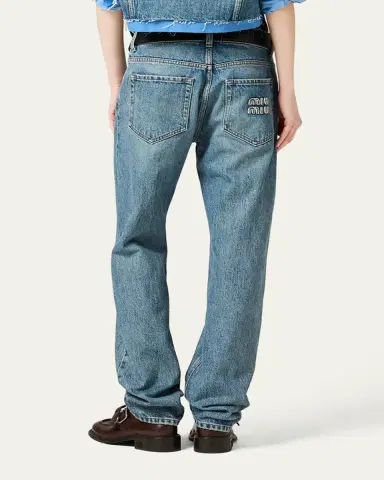 Miu Miu Mid-Rise Straight-Leg Denim Trousers | Thumbnail 3 Miu Miu Mid-Rise Straight-Leg Denim Trousers | Thumbnail 3